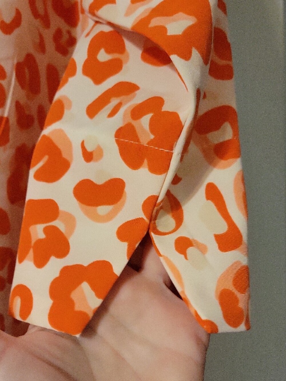 NWT Womens Orange Leopard Print Ruffle-Neck Blouse - Picture 9 of 10